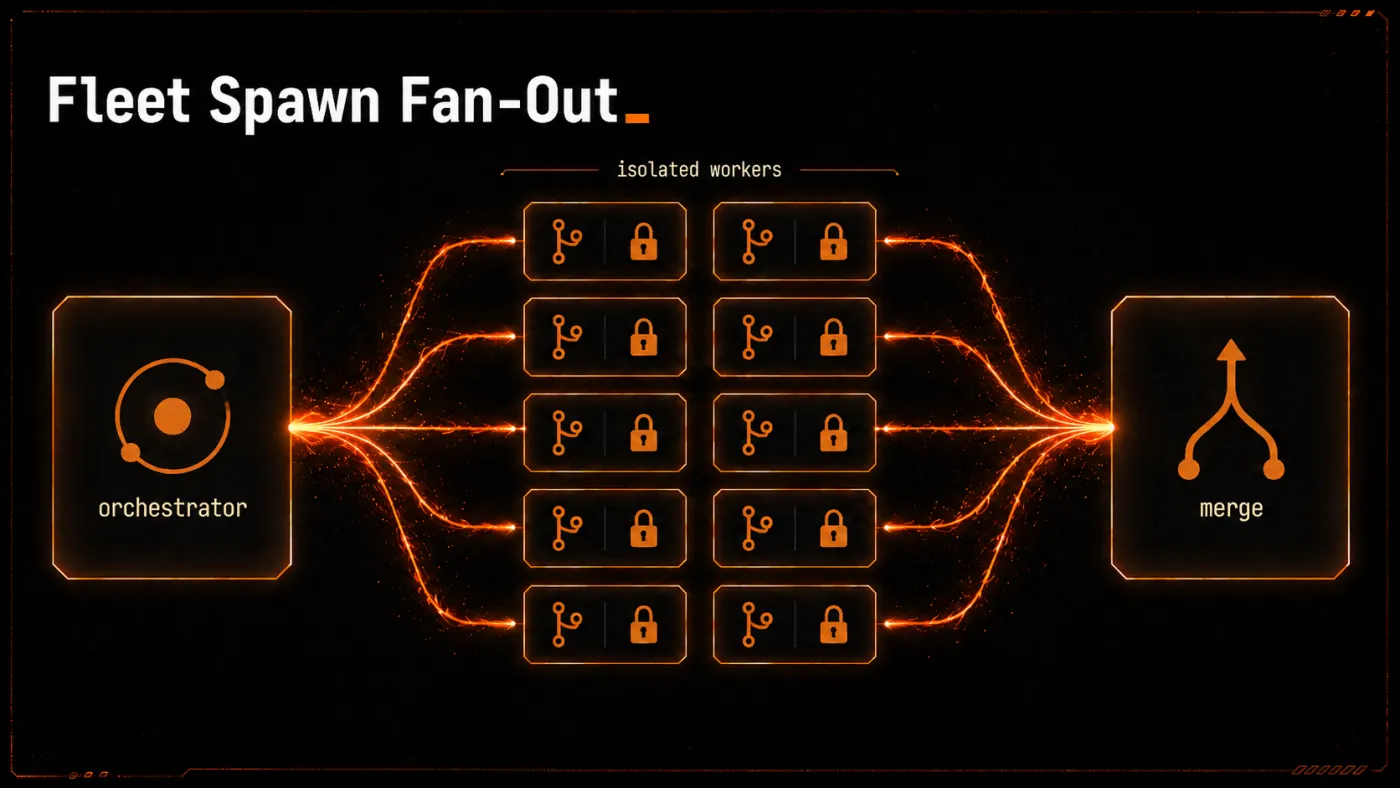 Fleet spawn fan-out - one orchestrator, isolated workers, merged result
