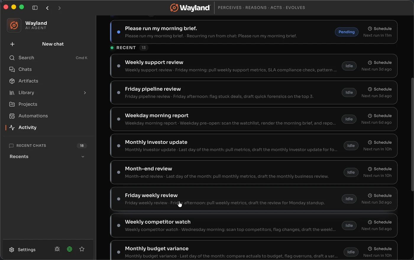 Wayland Mission Control - every task and scheduled job live in one place