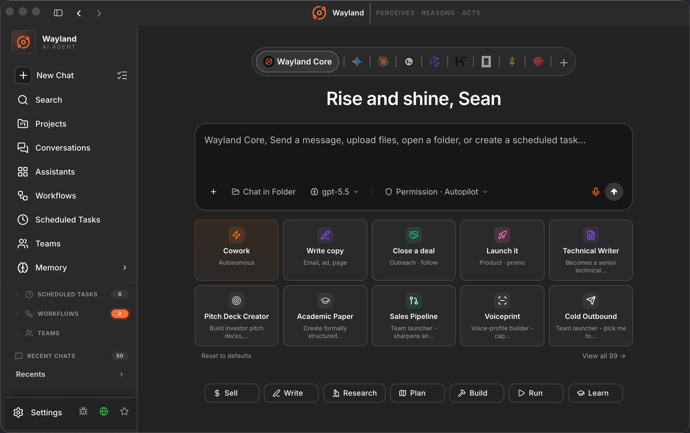 Wayland Core — your self-evolving agent and command center